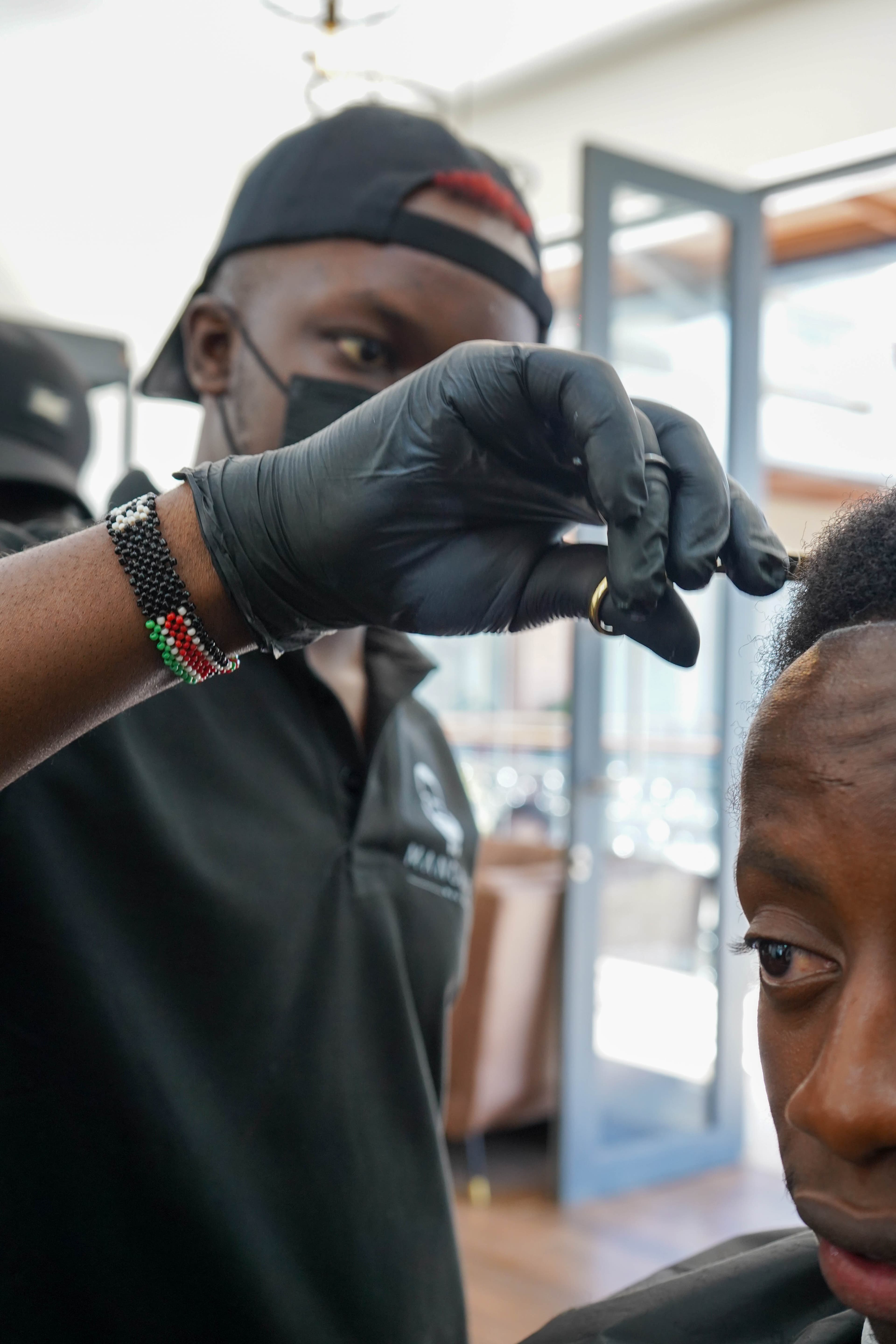 Barber scissors up close